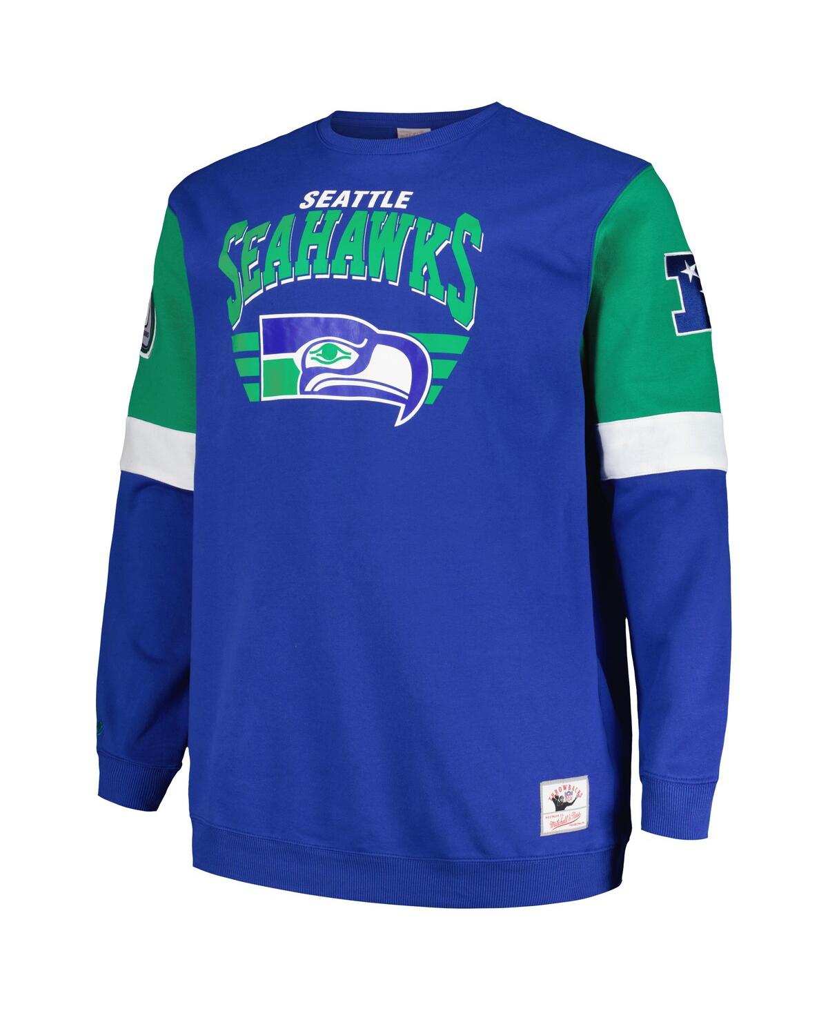 Men's Mitchell & NessSeattle Seahawks Big and Tall Fleece Pullover Sweatshirt - Royal