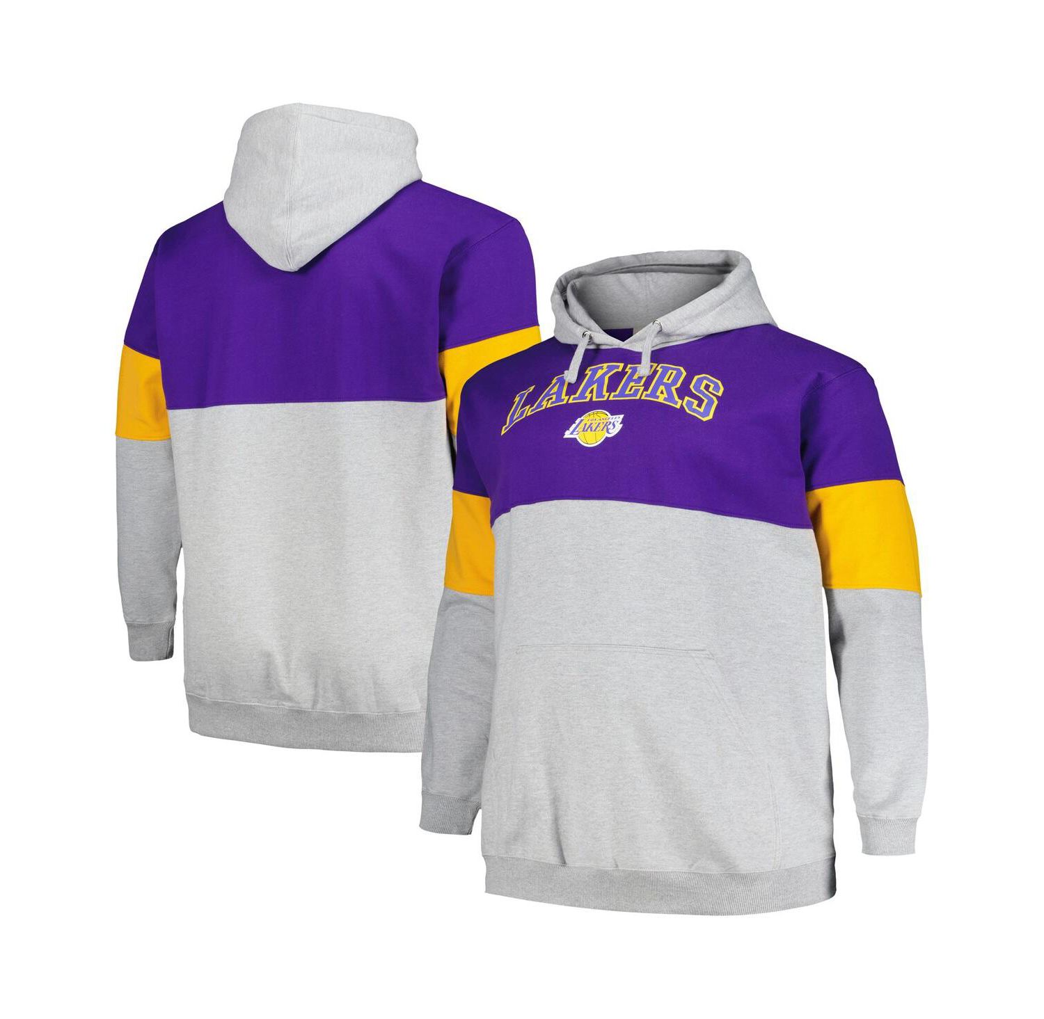 Men's Purple, Gold Los Angeles Lakers Big and Tall Pullover Hoodie