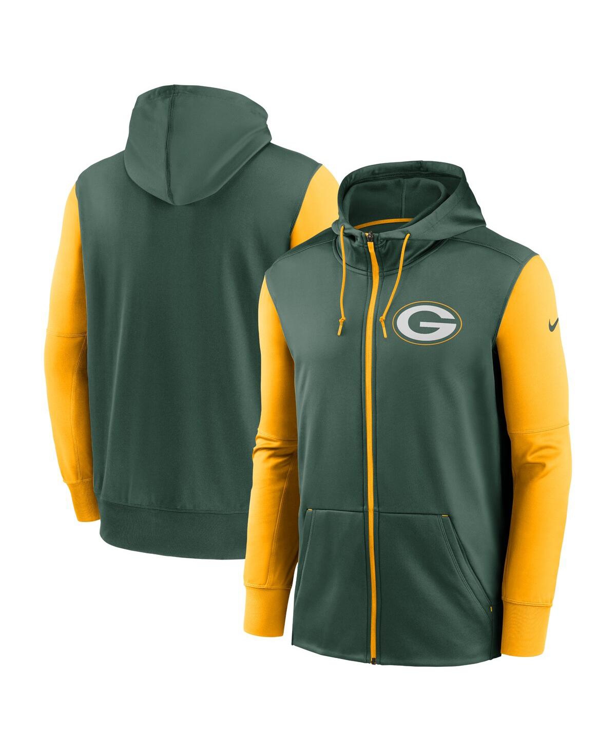 Shop Nike Men's  Green Green Bay Packers Performance Full-zip Hoodie