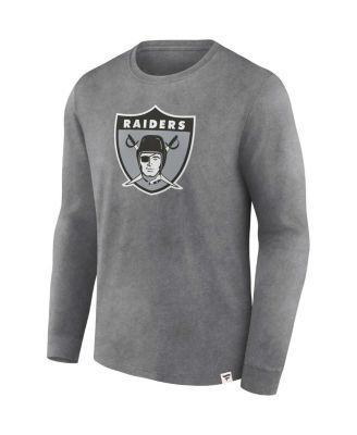 Men's Heather Charcoal Distressed Las Vegas Raiders Washed Primary Long Sleeve T-shirt