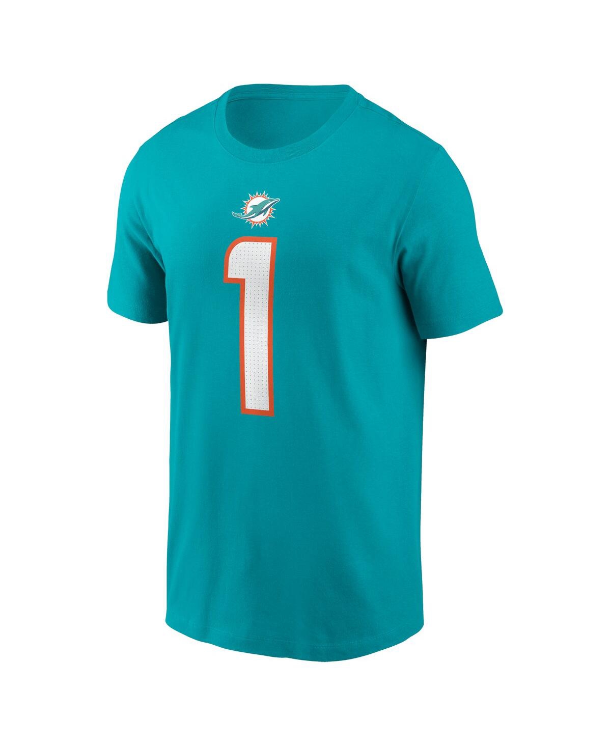 Nike Miami Dolphins Men's Pride Name And Number Wordmark 3.0 Player T-shirt Tua Tagovailoa In Aqua