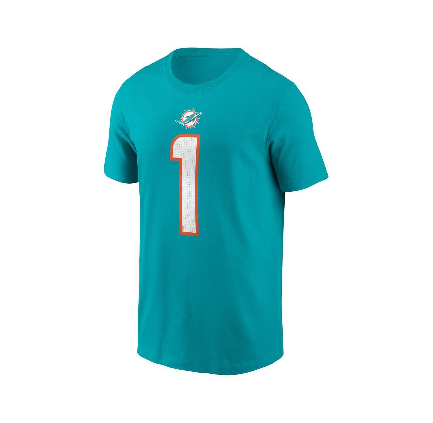 Men's Tua Tagovailoa Aqua Miami Dolphins Player Name and Number T-shirt