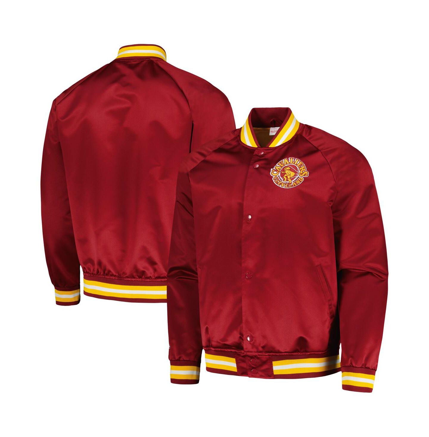 Мужская куртка Mitchell & Ness Wine Cleveland Cavaliers Hardwood Classics Throwback Wordmark Raglan Full-Snap — фото 1