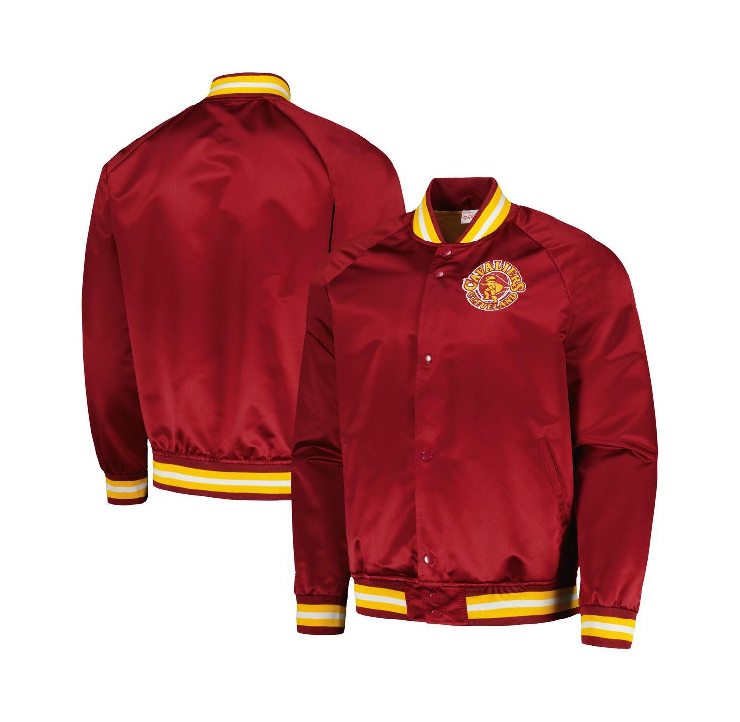 Men's Wine Cleveland Cavaliers Hardwood Classics Throwback Wordmark Raglan Full-Snap Jacket