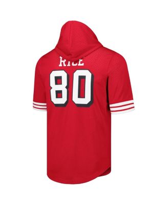 Men's Jerry Rice Scarlet San Francisco 49ers Retired Player Name and Number Mesh Hoodie T-shirt