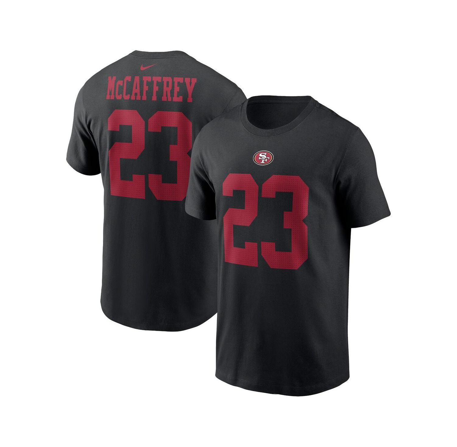 Men's Christian McCaffrey Black San Francisco 49ers Player Name and Number T-shirt