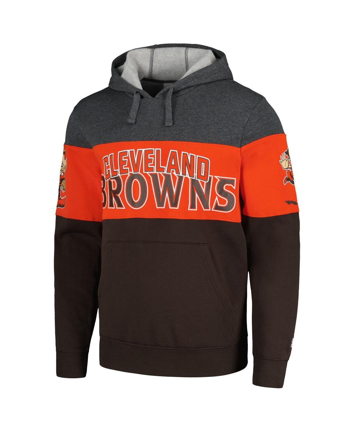 Men's Starter Orange Distressed Cleveland Browns Extreme Pullover Hoodie - Orange