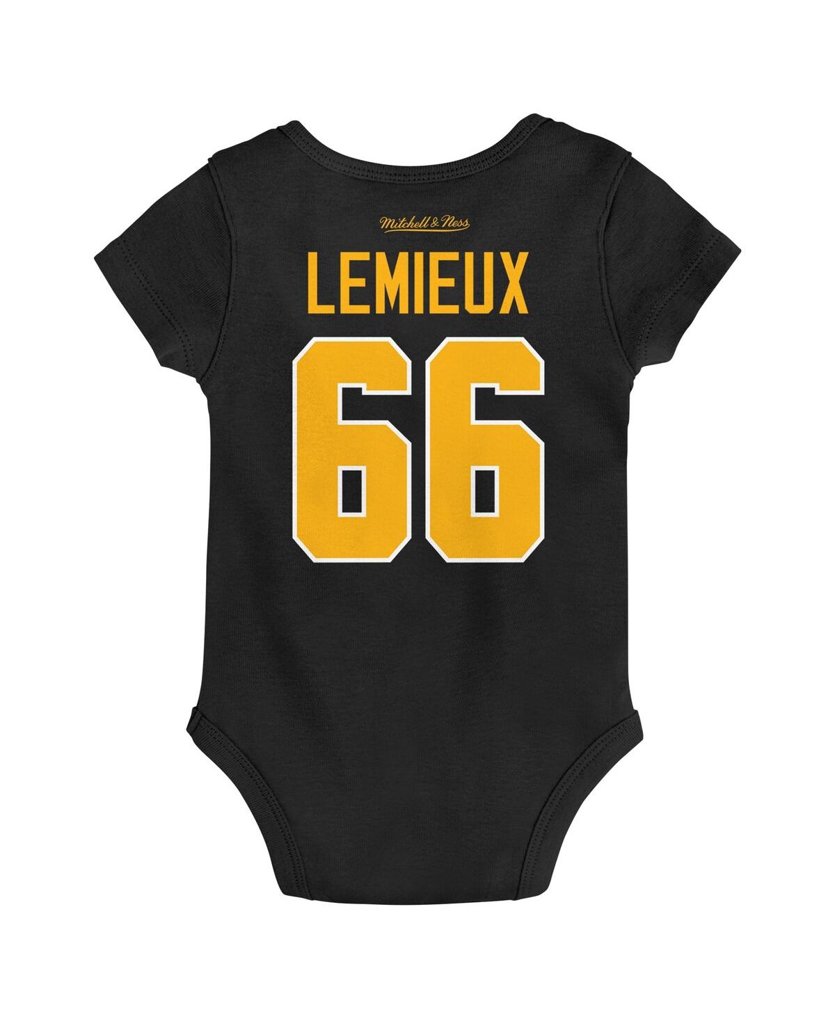 Baby Boys and Girls Mitchell & Ness Mario LemieuxPittsburgh Penguins Captain Patch Name and Number Bodysuit - Black
