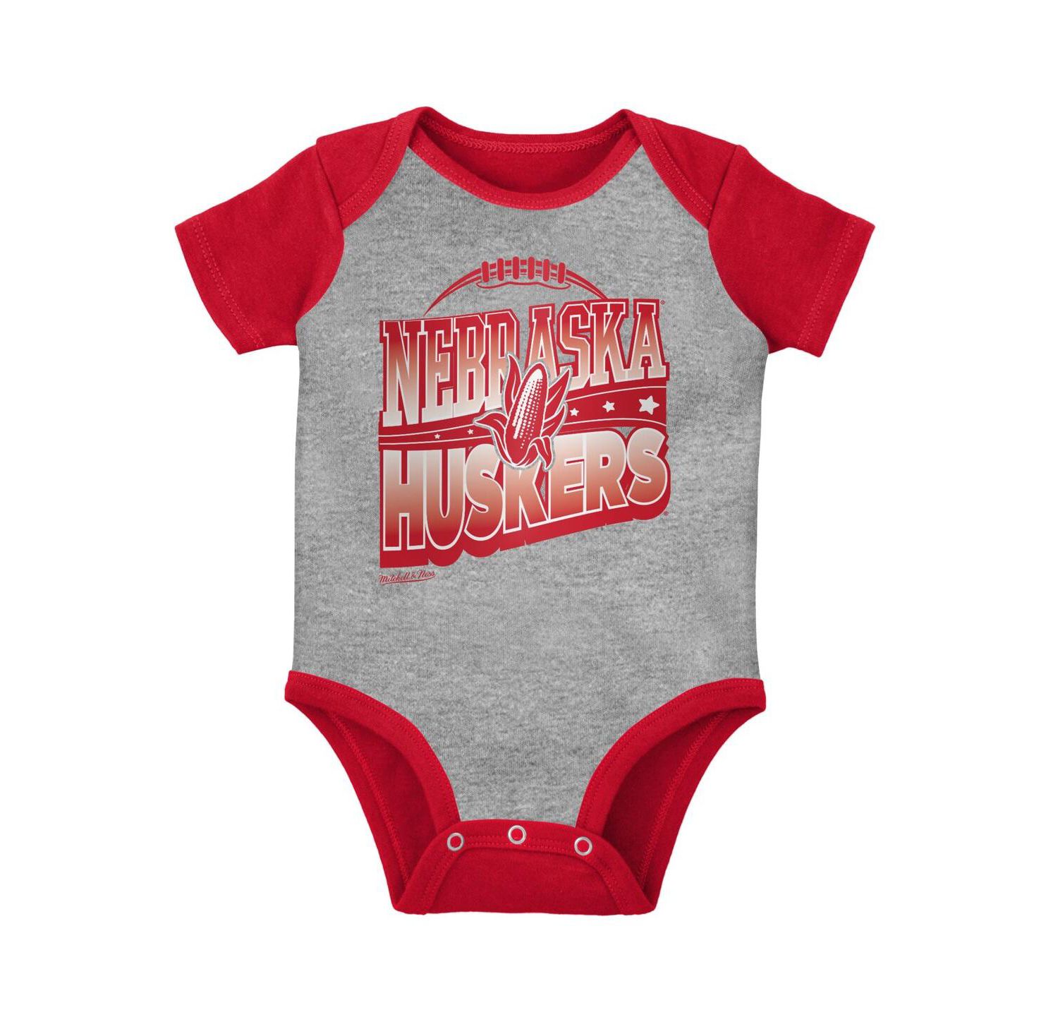 Baby Boys and Girls Scarlet, Heather Gray Nebraska Huskers 3-Pack Bodysuit, Bib and Bootie Set