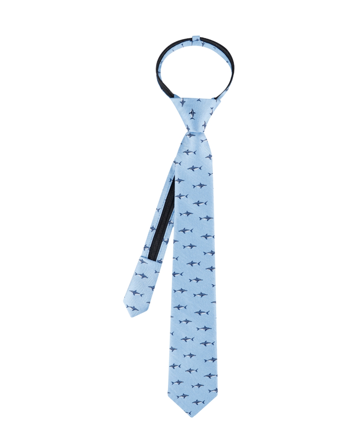 Shop Tommy Hilfiger Boys Finn Shark Printed Pre-tied Zipper Tie In Blue