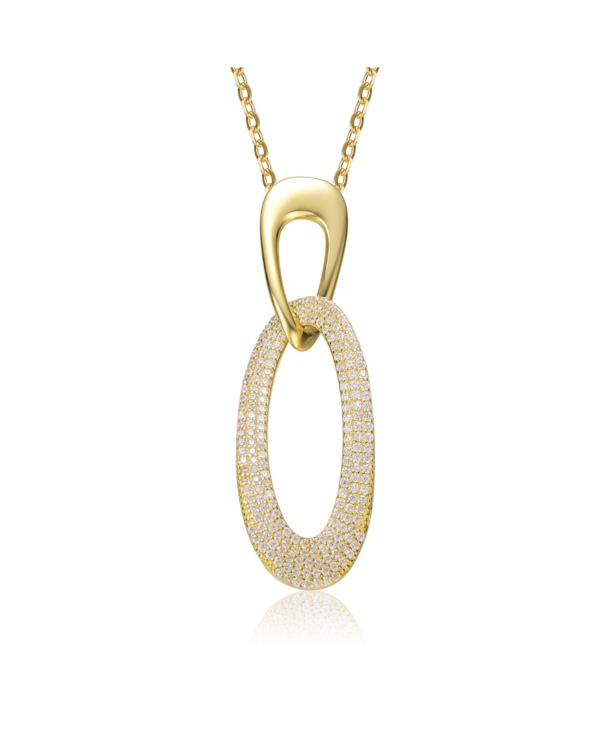 14K Gold Plated Cubic Zirconia Pendant Necklace - Gold