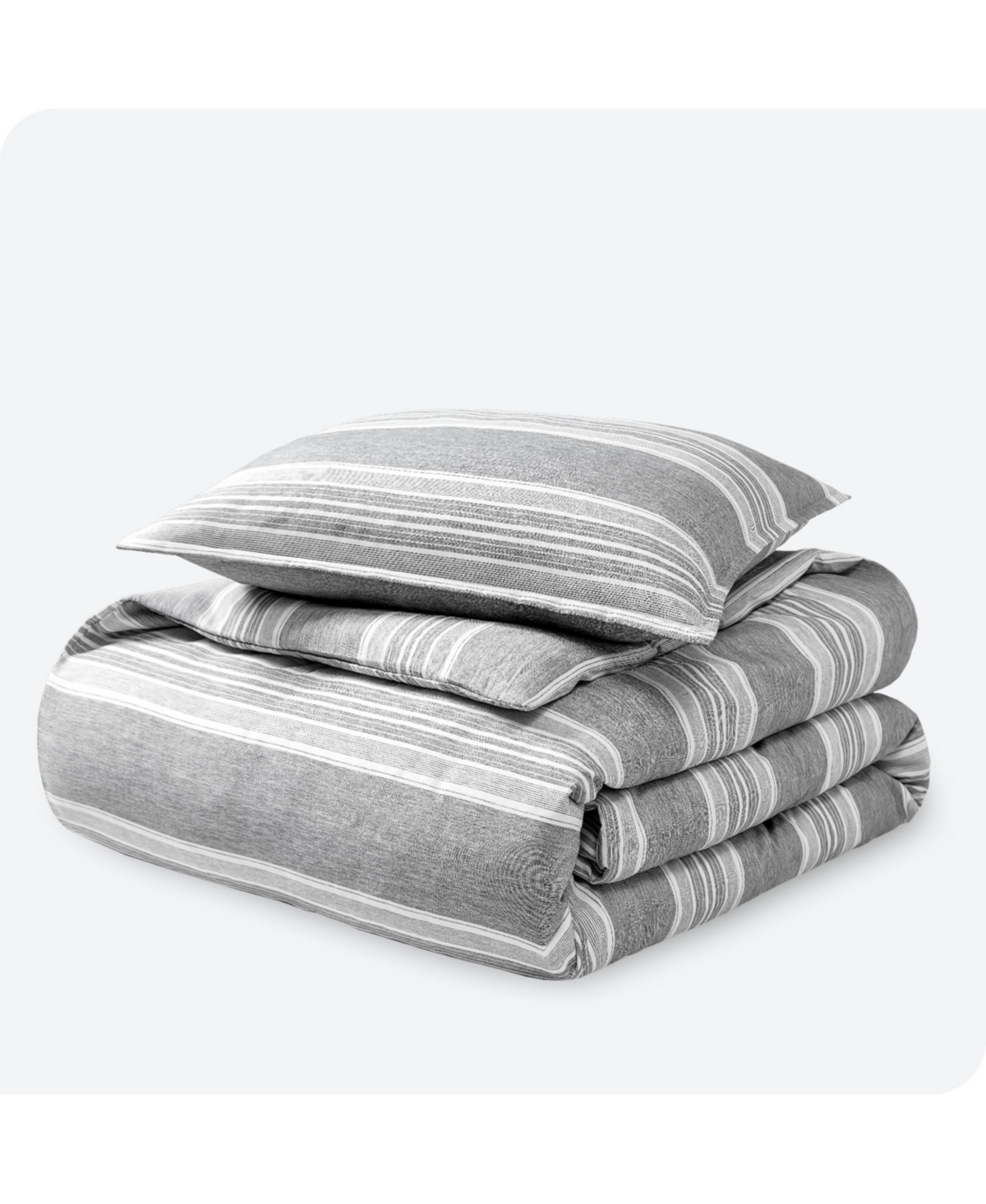 Bare Home Double Brushed Duvet Cover Set Xl - Stripe - heather charcoal