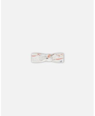 Baby Girl Organic Cotton Headband Heather Beige With Printed Cat - Infant