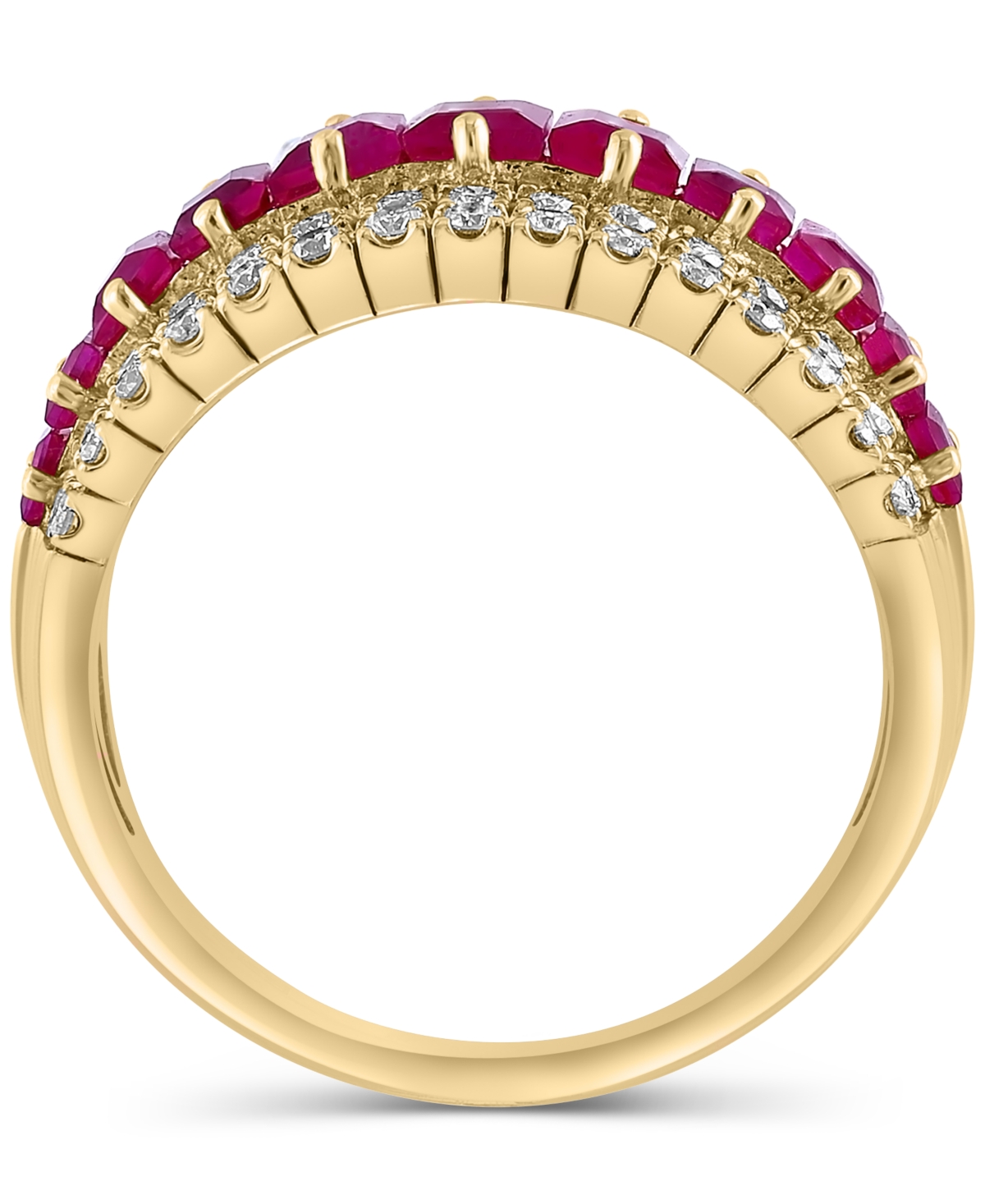 EFFY COLLECTION EFFY RUBY (1-1/5 CT. T.W) & DIAMOND (5/8 CT. T.W.) THREE ROW RING IN 14K GOLD (ALSO IN SAPPHIRE) 