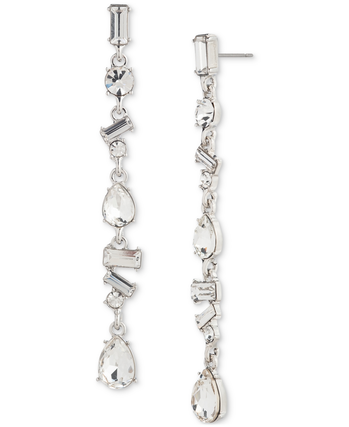 Shop Givenchy Mixed-cut Crystal Linear Drop Earrings In White