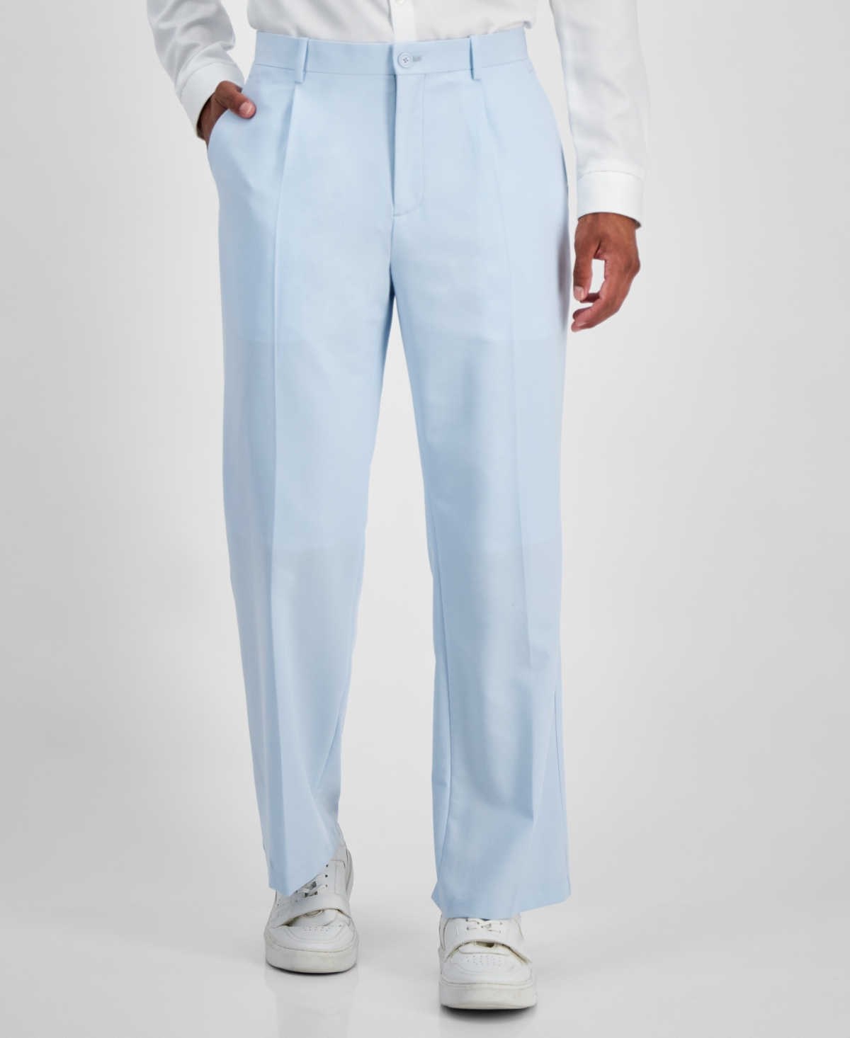 Men's Kai Classic-Fit Solid Pleated Suit Pants, Created for Macy's - Dream Cloud Blu