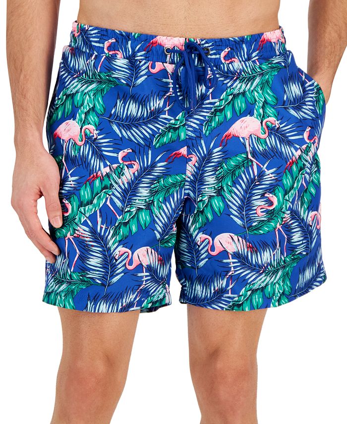 Club Room Men's Quick-Dry Performance Flamingo-Print 7 Swim Trunks,  Created for Macy's - ShopStyle