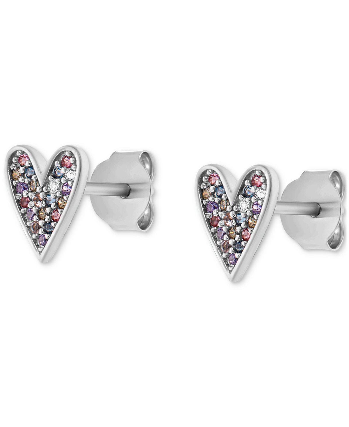 Giani Bernini Cubic Zirconiacolor Heart Stud Earrings in Sterling Silver, Created for Macy's