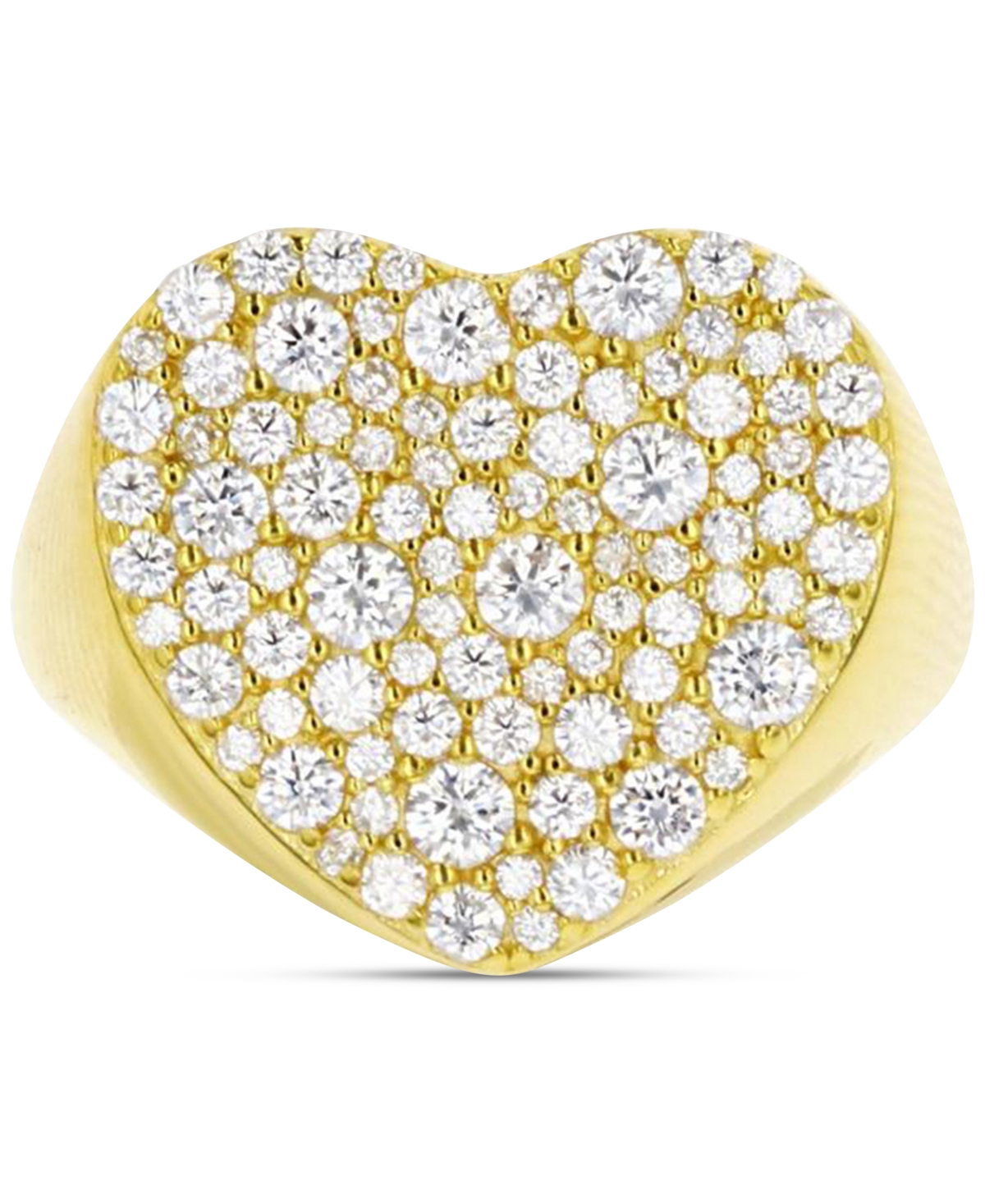 Shop Macy's Cubic Zirconia Cluster Heart Ring In 14k Gold-plated Sterling Silver