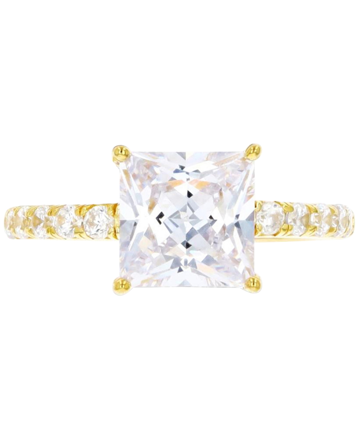 Shop Macy's Cubic Zirconia Cushion-cut Engagement Ring In 14k Gold-plated Sterling Silver