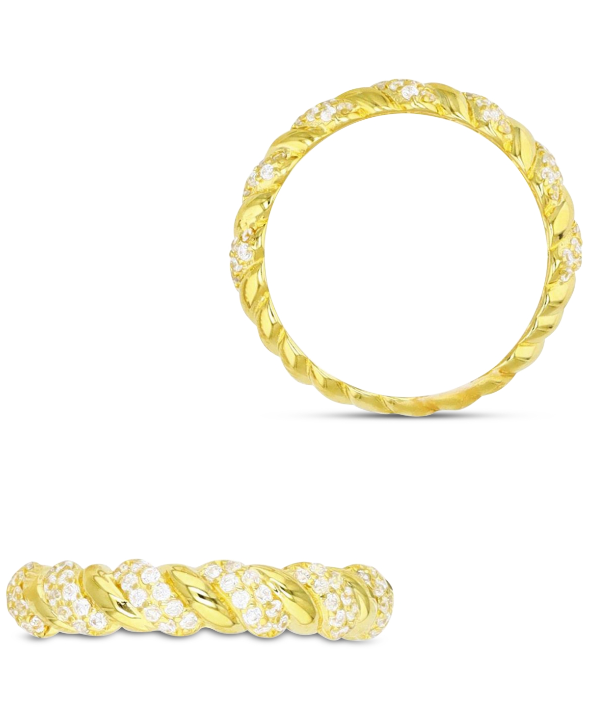 Cubic Zirconia Twist San Marcos Ring in 14kPlated Sterling Silver - Gold