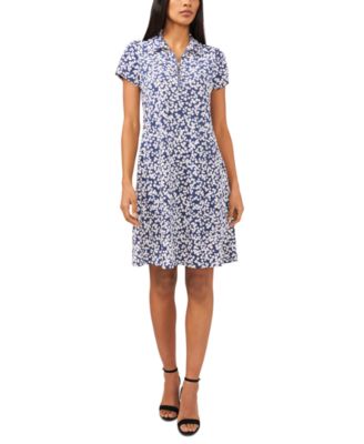 MSK - Petite Collared Floral Print Shift Dress