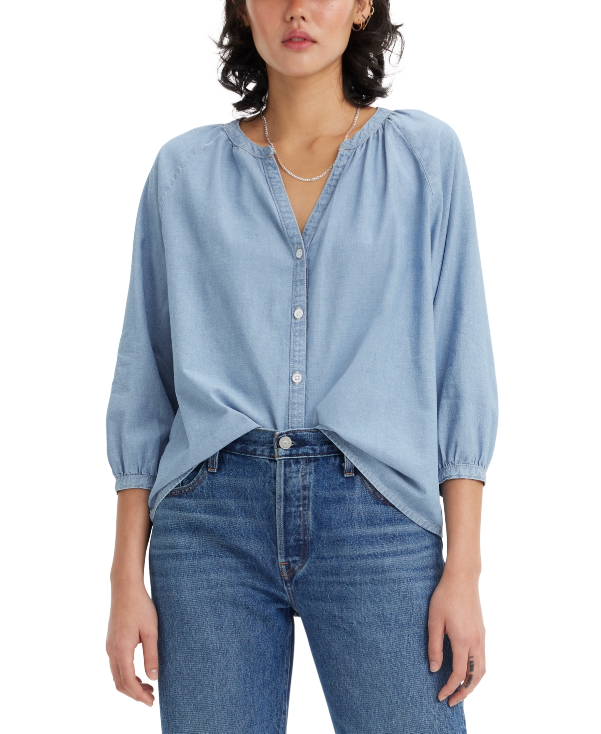 Women's Mirabelle Button-Front Cotton Top - No Regrets