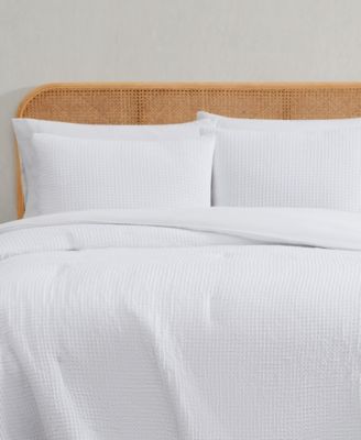 Textured Waffle 3 Piece Comforter Set, Full/Queen