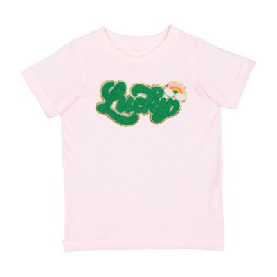 Toddler Girls Lucky Rainbow Patch St. Patrick's Day Short Sleeve T-Shirt