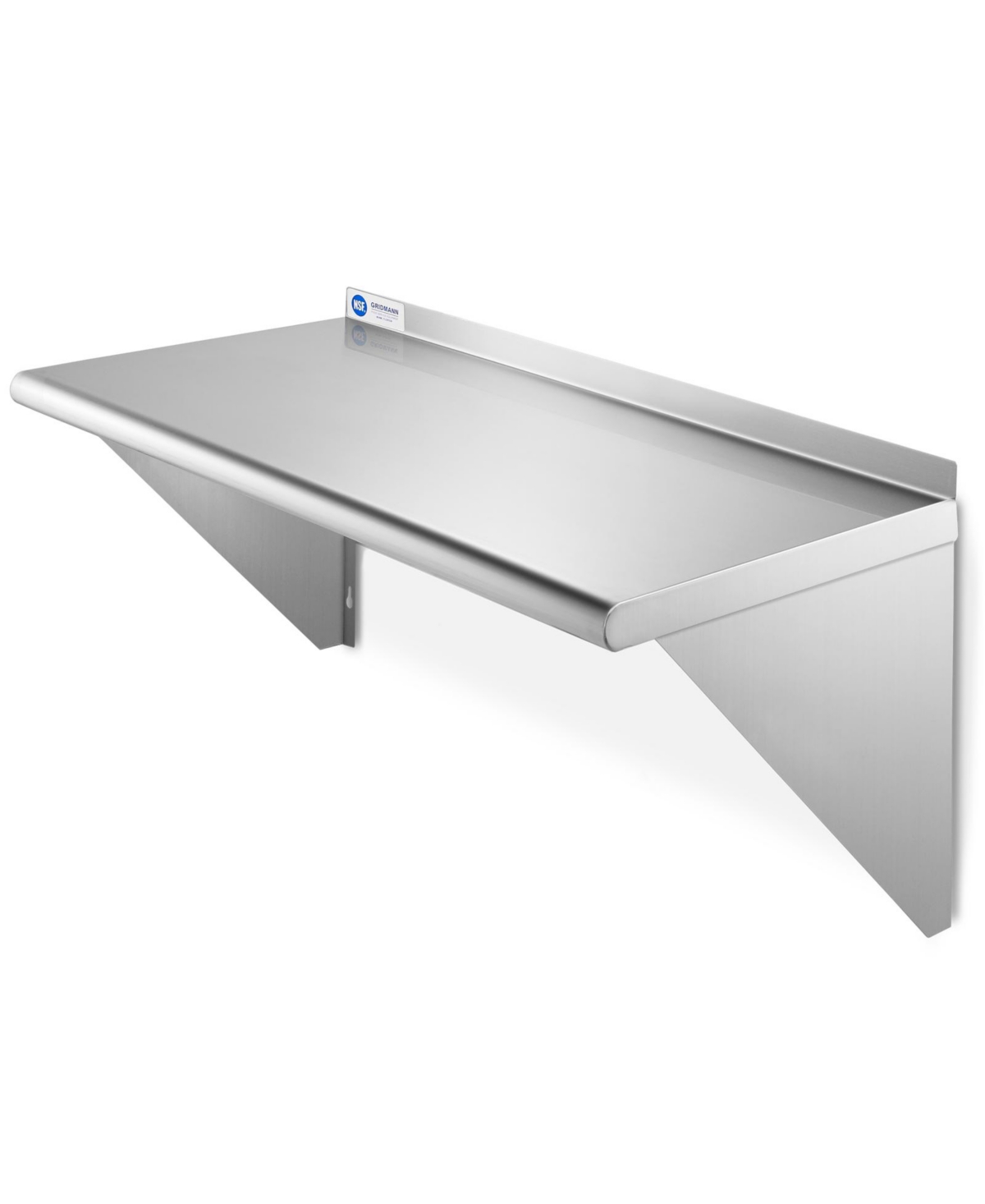 16 Gauge 12" x 24" Nsf Stainless Steel Kitchen Wall Mount Shelf w/ Backsplash - Silver