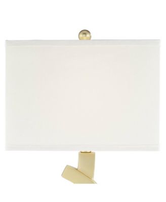 Simone Modern Table Lamps 28" Tall Set of 2 Sculptural Gold Metal USB Charging Port White Rectangular Shade Bedroom Living Room