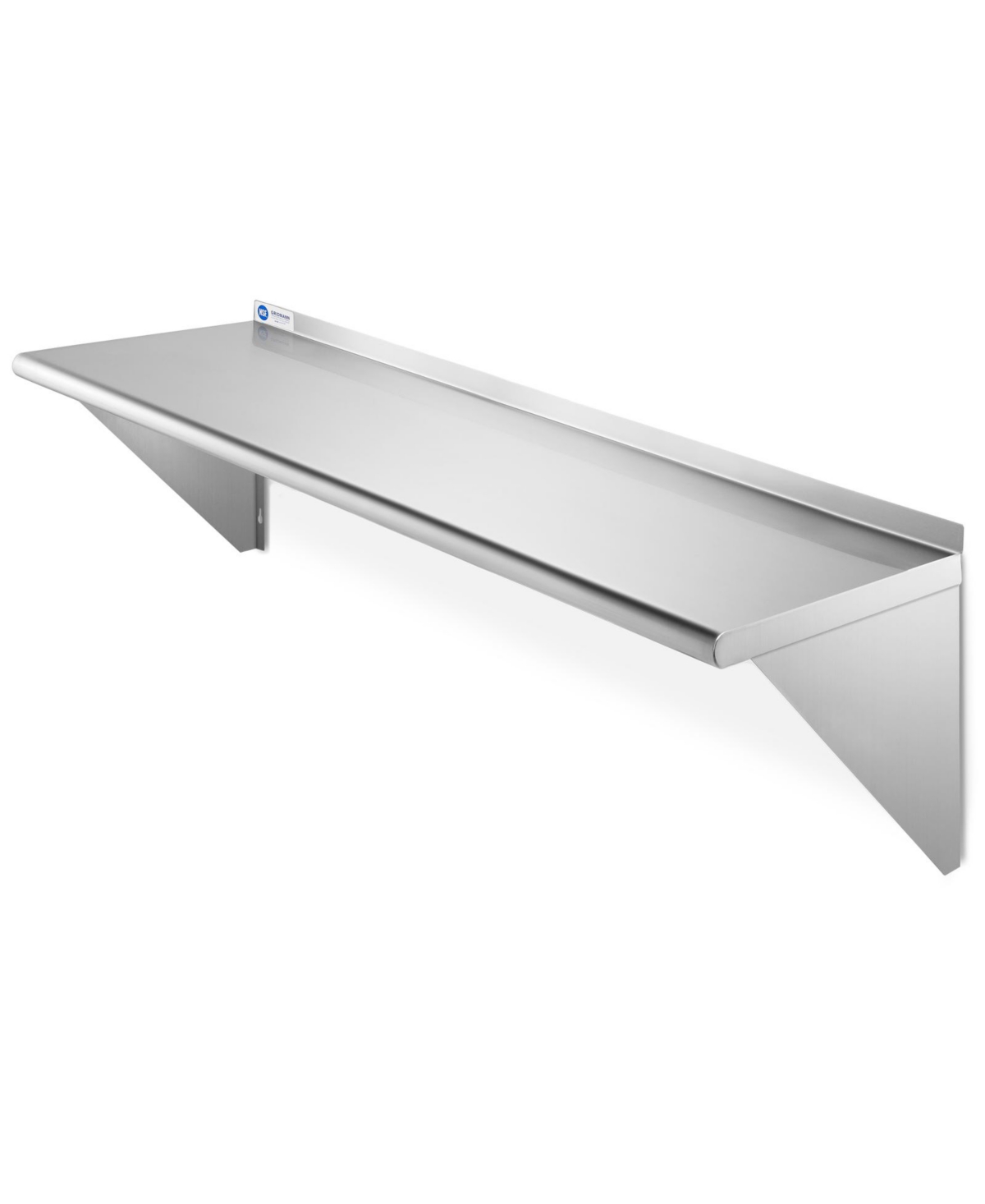 16 Gauge 12" x 48" Nsf Stainless Steel Kitchen Wall Mount Shelf w/ Backsplash - Silver