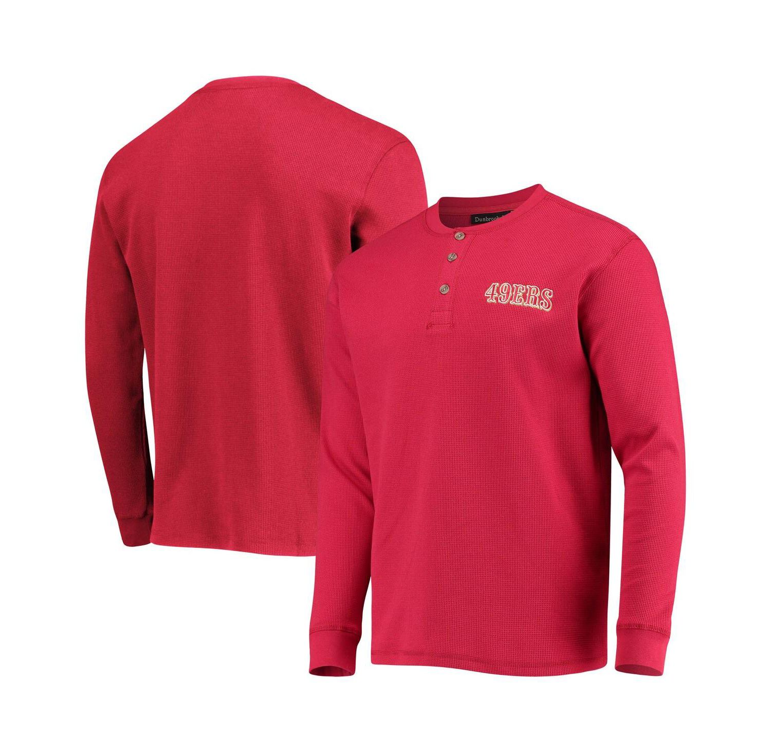 Men's Scarlet San Francisco 49ers Logo Maverick Thermal Henley Long Sleeve T-shirt