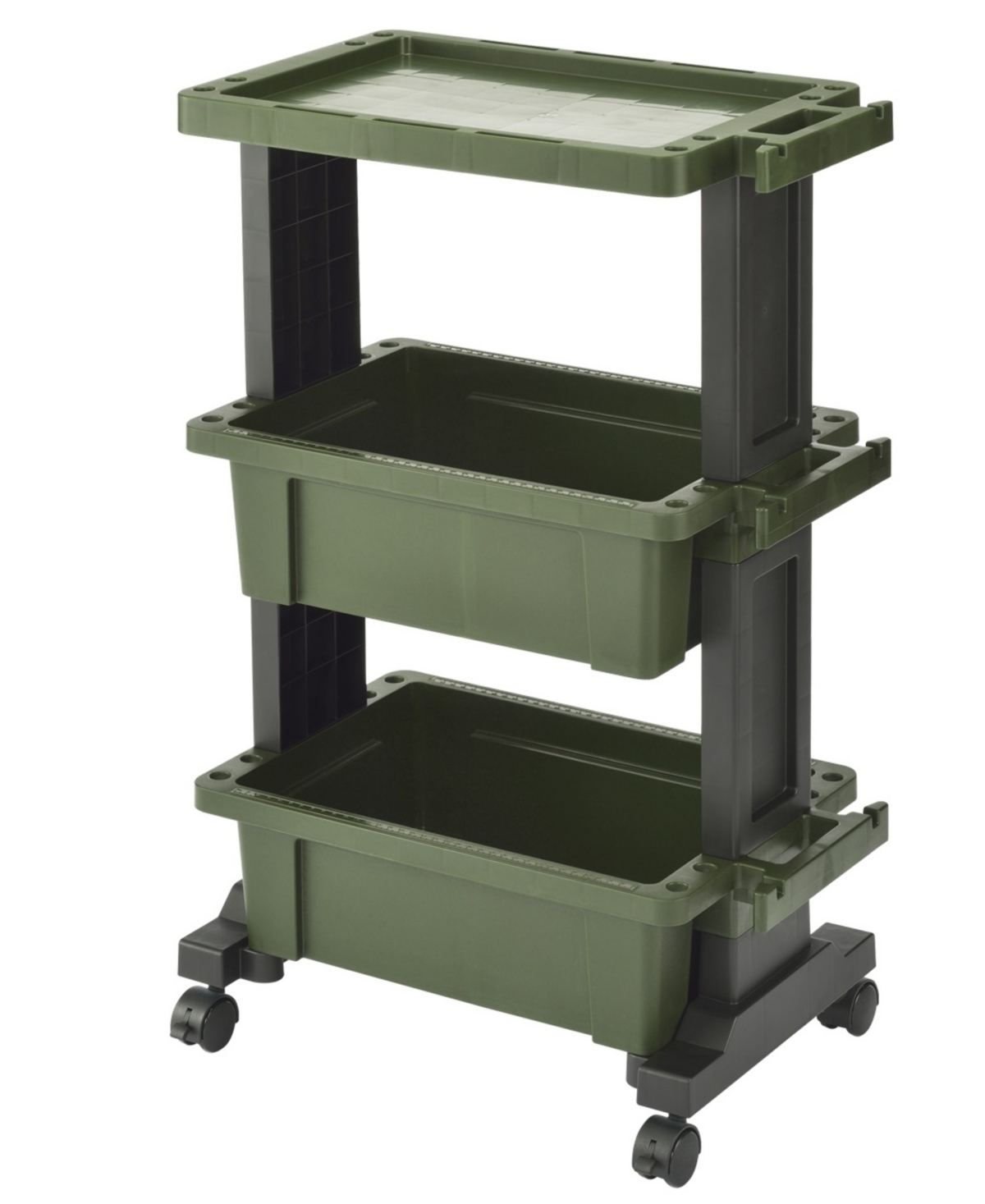 Jej Astage Heavy-duty Tool Trolley With Table Top In Green,black
