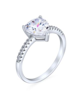 Romantic Classic 2.5CTW Heart Shape Solitaire Cubic Zirconia CZ Promise Ring .925 Sterling Silver 1MM Band