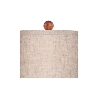 Fraiser Modern Accent Table Lamp 23 1/2" High Brown Faux Wood Oatmeal Drum Shade for Bedroom Living Room Bedside Nightstand Office Kids