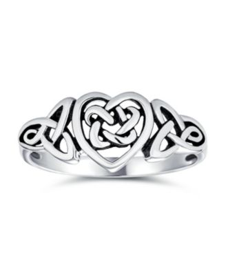 Dainty Best Friends Irish Celtic Love Knots BFF Infinity Heart Promise Ring 1MM Band Oxidized Sterling Silver