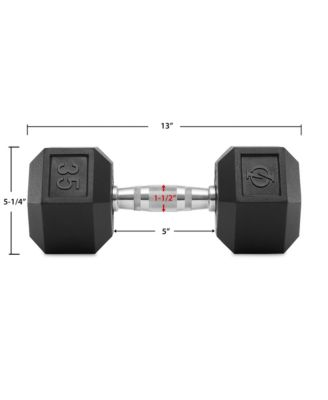 Rubber Coated Hex Dumbbell Hand Weight, 35 lbs