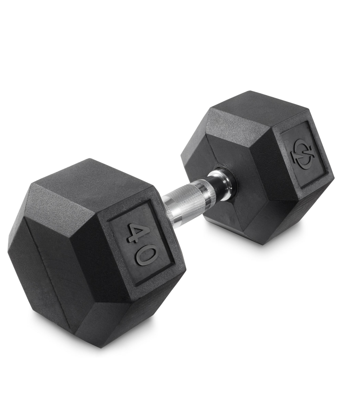 Rubber Coated Hex Dumbbell Hand Weight, 40 lbs - Black