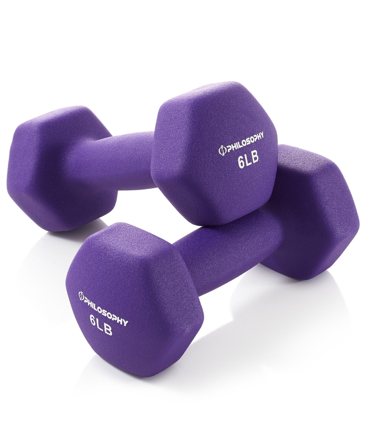 Neoprene Dumbbell Hexagon Hand Weights, 6 lb Pair - 12 lb Total - Purple