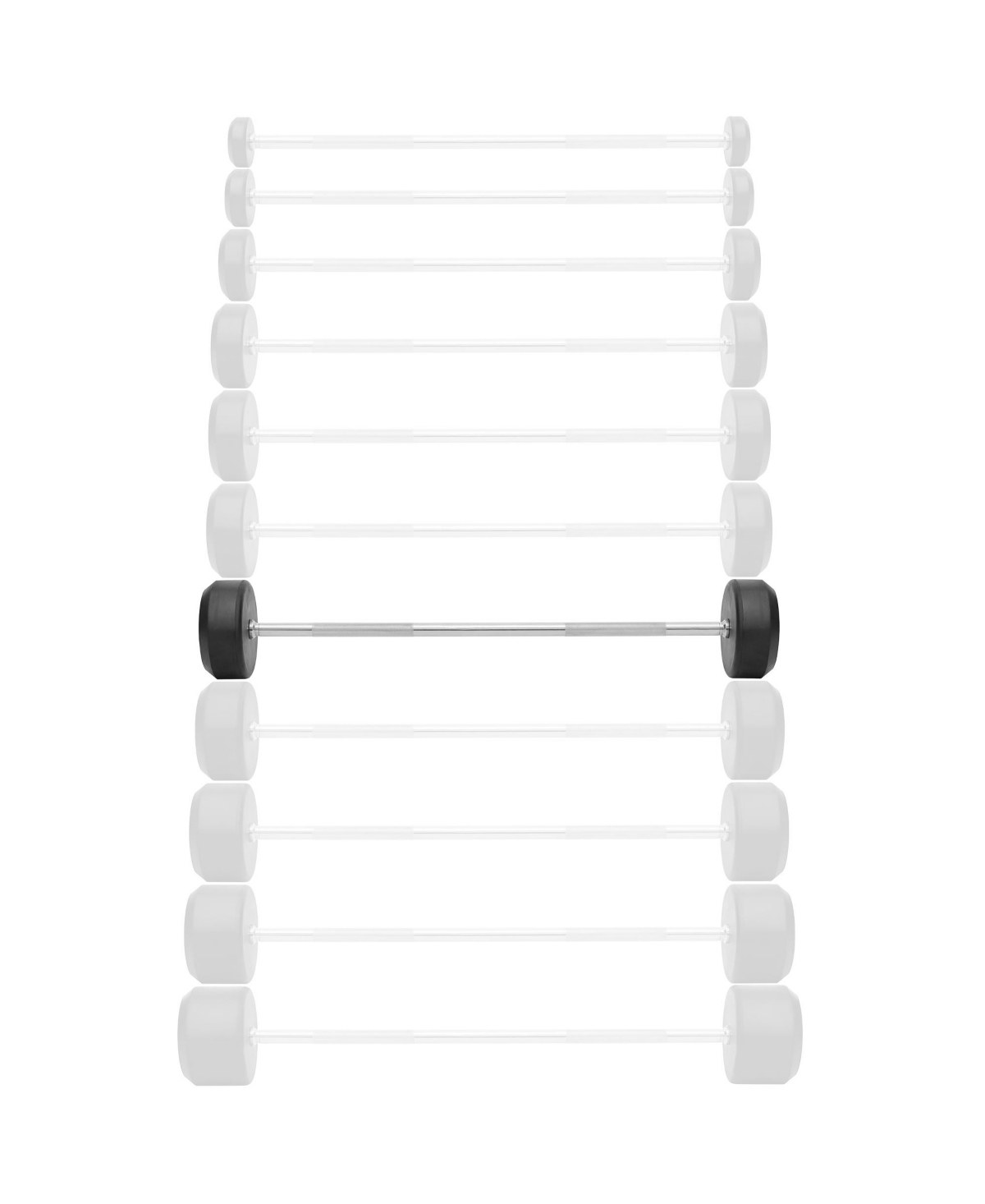 Philosophy Gym Rubber Fixed Barbell, 70 Lb Pre-Loaded Weight Straight Bar for Strength Training & Weightlifting