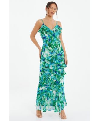 green emerald velvet dress Jasmine Navy Floral Embroidered Maxi Dress – Frock and Frill main image 1