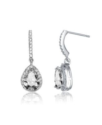 Sterling Silver White Gold Plated Cubic Zirconia Teardrop Earrings