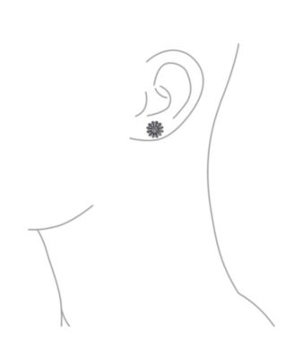 Retro Floral Garden Party Flower You are My Sunshine Sunflower Stud Earrings Oxidized Sterling Silver