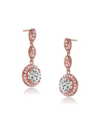 Classy Sterling Silver with Clear Cubic Zirconia Dangling Earrings