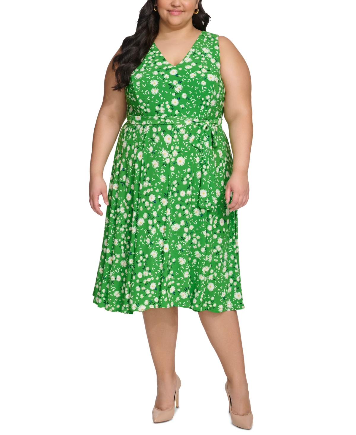 Plus Size Floral-Print Fit & Flare Dress - New Leaf Mulit