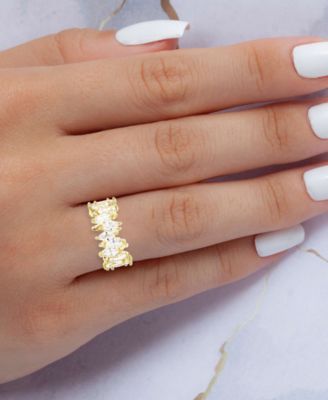 Cubic Zirconia Marquise Cluster Band in 14k Gold-Plated Sterling Silver