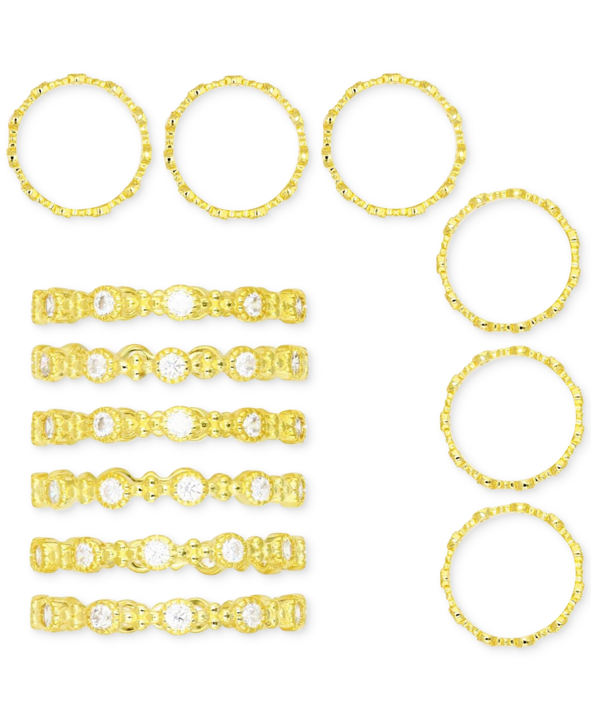 6-Pc. Set Cubic Zirconia Stack Rings in 14kPlated Sterling Silver - Gold