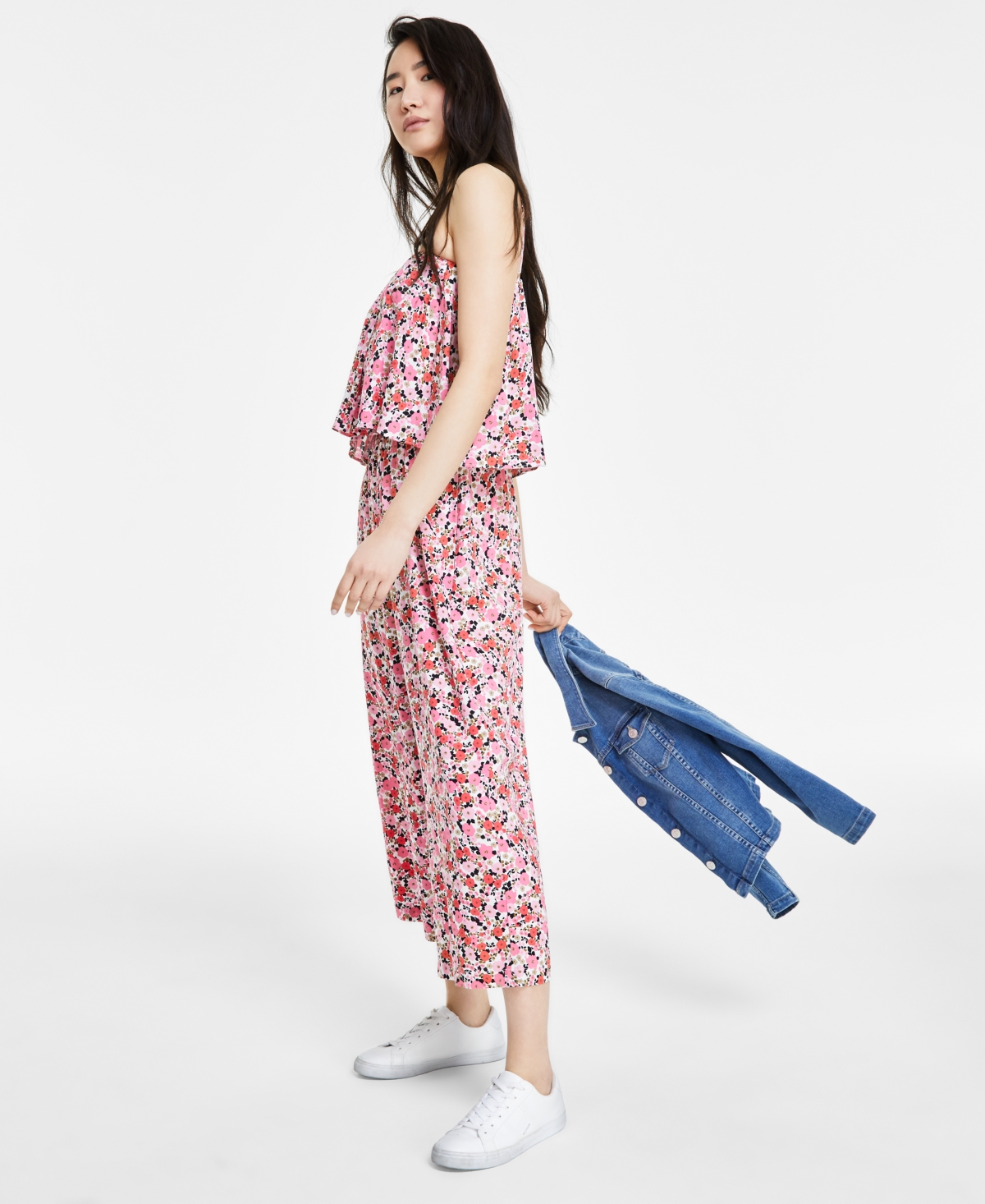 Shop Tommy Hilfiger Women's Sandbar Ditsy-floral Print Jumpsuit In White