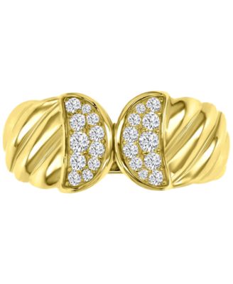Cubic Zirconia Pav&eacute; Openwork Twist Style Statement Ring